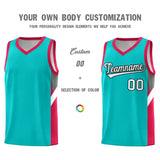Custom Aqua Red Side Design Sets Sports Uniform Basketball Jersey