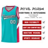 Custom Aqua Red Side Design Sets Sports Uniform Basketball Jersey