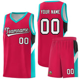 Custom Red Aqua Side Design Sets Sports Uniform Basketball Jersey