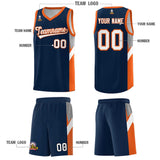 Custom Navy Orange Side Design Sets Sports Uniform Basketball Jersey