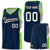 Custom Navy Neon Green Side Design Sets Sports Uniform Basketball Jersey