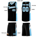 Custom Black Light Blue Side Design Sets Sports Uniform Basketball Jersey