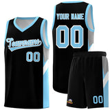 Custom Black Light Blue Side Design Sets Sports Uniform Basketball Jersey
