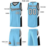 Custom Light Blue Black Side Design Sets Sports Uniform Basketball Jersey