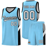 Custom Light Blue Black Side Design Sets Sports Uniform Basketball Jersey