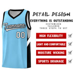 Custom Light Blue Black Side Design Sets Sports Uniform Basketball Jersey