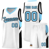 Custom White Light Blue Side Design Sets Sports Uniform Basketball Jersey