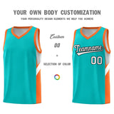 Custom Aqua Orange Side Design Sets Sports Uniform Basketball Jersey
