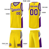 Custom Gold Purple Side Design Sets Sports Uniform Basketball Jersey