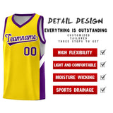 Custom Gold Purple Side Design Sets Sports Uniform Basketball Jersey