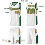 Custom White Green Side Design Sets Sports Uniform Basketball Jersey