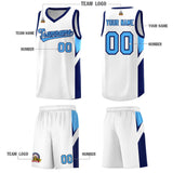 Custom White Navy Side Design Sets Sports Uniform Basketball Jersey