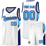 Custom White Navy Side Design Sets Sports Uniform Basketball Jersey