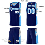 Custom Navy Powder Blue Side Design Sets Sports Uniform Basketball Jersey
