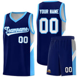 Custom Navy Powder Blue Side Design Sets Sports Uniform Basketball Jersey