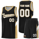 Custom Black Old Gold Side Design Sets Sports Uniform Basketball Jersey
