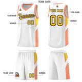 Custom White Orange Side Design Sets Sports Uniform Basketball Jersey