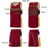 Custom Crimson Old Gold Side Design Sets Sports Uniform Basketball Jersey