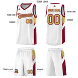 Custom White Crimson Side Design Sets Sports Uniform Basketball Jersey