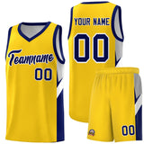 Custom Gold Navy Side Design Sets Sports Uniform Basketball Jersey