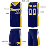 Custom Navy Gold Side Design Sets Sports Uniform Basketball Jersey