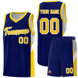 Custom Navy Gold Side Design Sets Sports Uniform Basketball Jersey