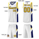 Custom White Navy Side Design Sets Sports Uniform Basketball Jersey