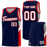 Custom Navy Red Side Design Sets Sports Uniform Basketball Jersey