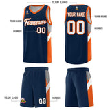 Custom Navy Orange Side Design Sets Sports Uniform Basketball Jersey