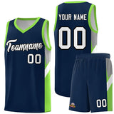 Custom Navy Neon Green Side Design Sets Sports Uniform Basketball Jersey