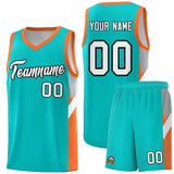 Custom Aqua Orange Side Design Sets Sports Uniform Basketball Jersey