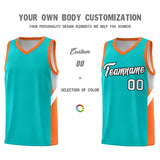 Custom Aqua Orange Side Design Sets Sports Uniform Basketball Jersey