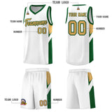 Custom White Green Side Design Sets Sports Uniform Basketball Jersey