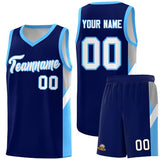 Custom Navy Powder Blue Side Design Sets Sports Uniform Basketball Jersey