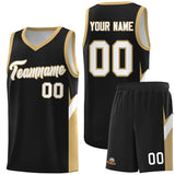 Custom Black Old Gold Side Design Sets Sports Uniform Basketball Jersey