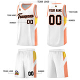 Custom White Orange Side Design Sets Sports Uniform Basketball Jersey