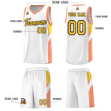 Custom White Orange Side Design Sets Sports Uniform Basketball Jersey