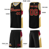 Custom Black Old Gold Side Design Sets Sports Uniform Basketball Jersey
