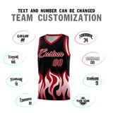 Custom Black Red Hem Flame Pattern Fashion Sports Uniform Basketball jersey