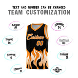 Custom Black Orange Hem Flame Pattern Fashion Sports Uniform Basketball jersey