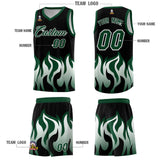 Custom Black Hunter Green Hem Flame Pattern Fashion Sports Uniform Basketball jersey