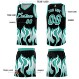 Custom Black Bright Green Hem Flame Pattern Fashion Sports Uniform Basketball jersey