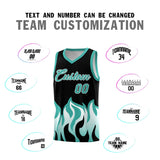 Custom Black Bright Green Hem Flame Pattern Fashion Sports Uniform Basketball jersey