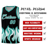 Custom Black Bright Green Hem Flame Pattern Fashion Sports Uniform Basketball jersey