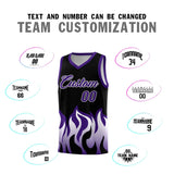 Custom Black Purple Hem Flame Pattern Fashion Sports Uniform Basketball jersey
