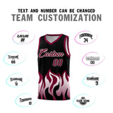 Custom Black Crimson Hem Flame Pattern Fashion Sports Uniform Basketball jersey