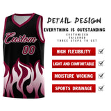 Custom Black Crimson Hem Flame Pattern Fashion Sports Uniform Basketball jersey
