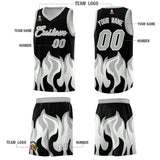 Custom Black Gray Hem Flame Pattern Fashion Sports Uniform Basketball jersey