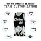Custom Black Gray Hem Flame Pattern Fashion Sports Uniform Basketball jersey