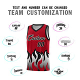 Custom Red Black Hem Flame Pattern Fashion Sports Uniform Basketball jersey